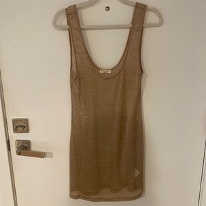 For Love and Lemons Knitz Gold Dress Overlay Size L! Super glittery!